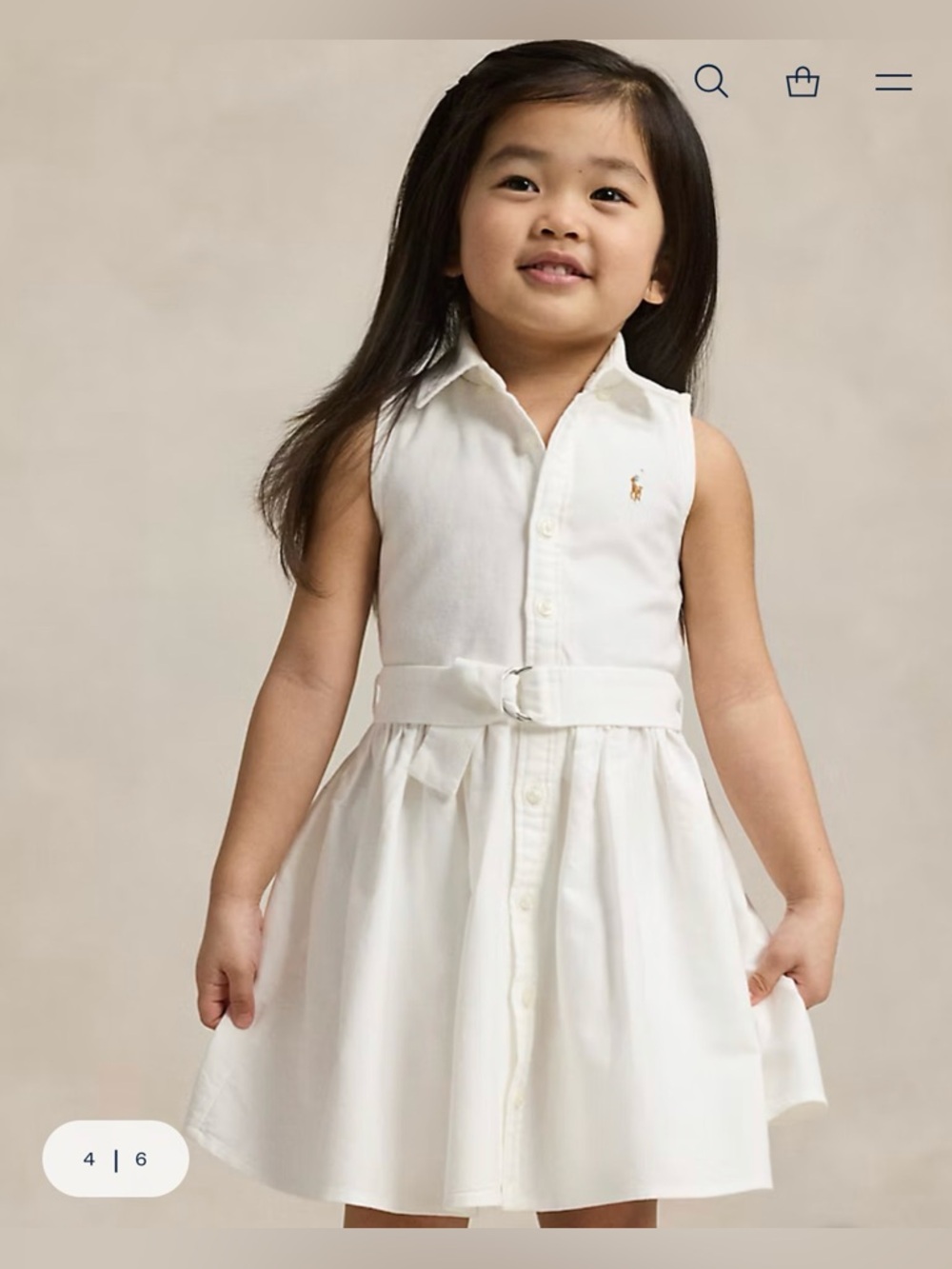 Ralph Lauren girls Belted Cotton Oxford Shirtdress